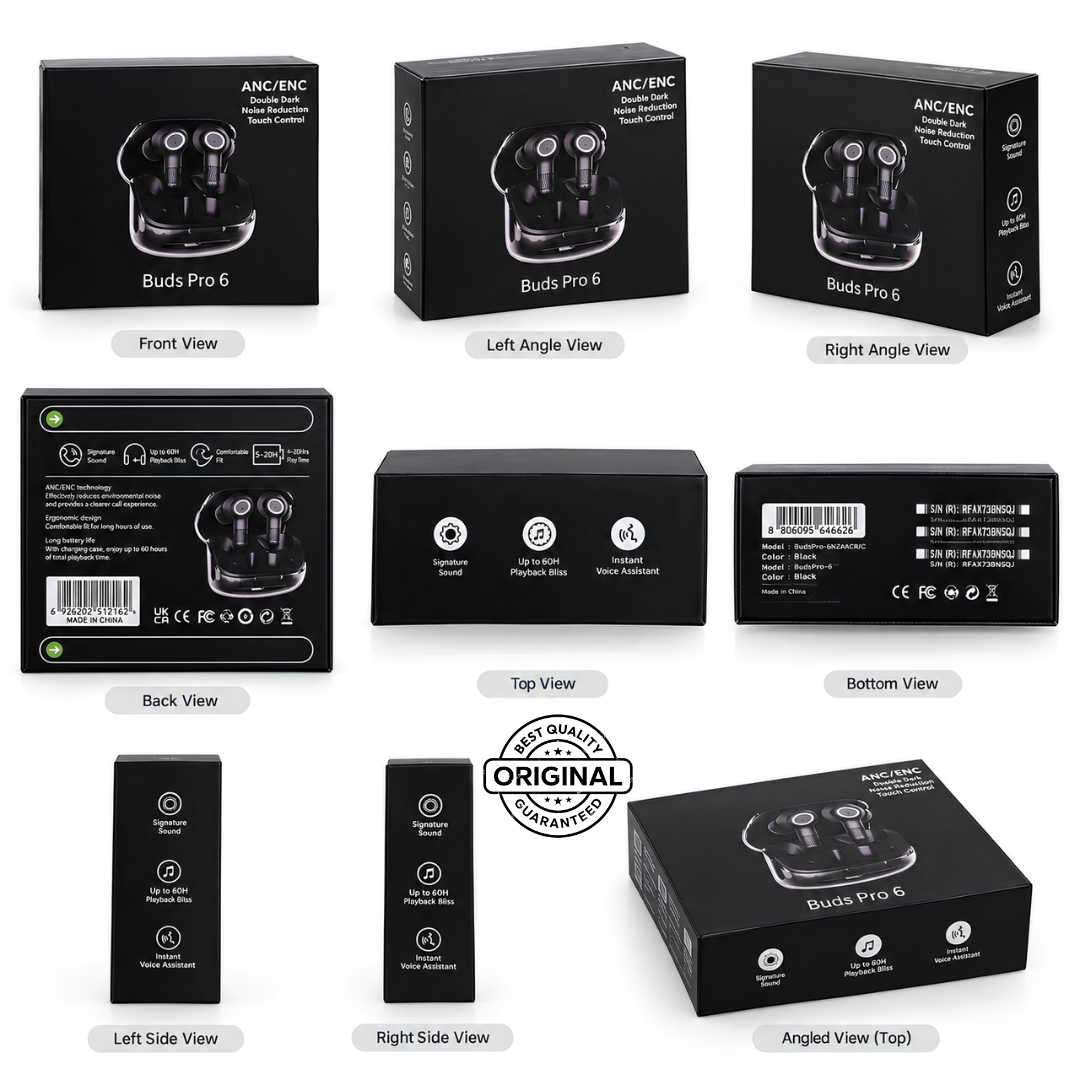 Buds Pro 6 Wireless Earbuds with Triple Mic & Touch Control