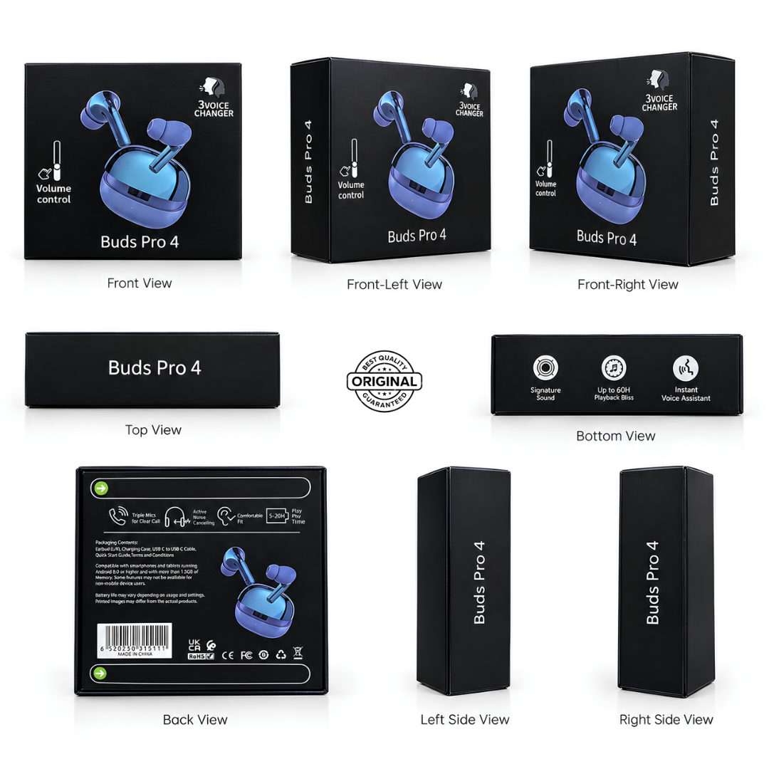 Buds Pro 4 Wireless Earbuds with ANC/ENC, Triple Mic & Touch Control