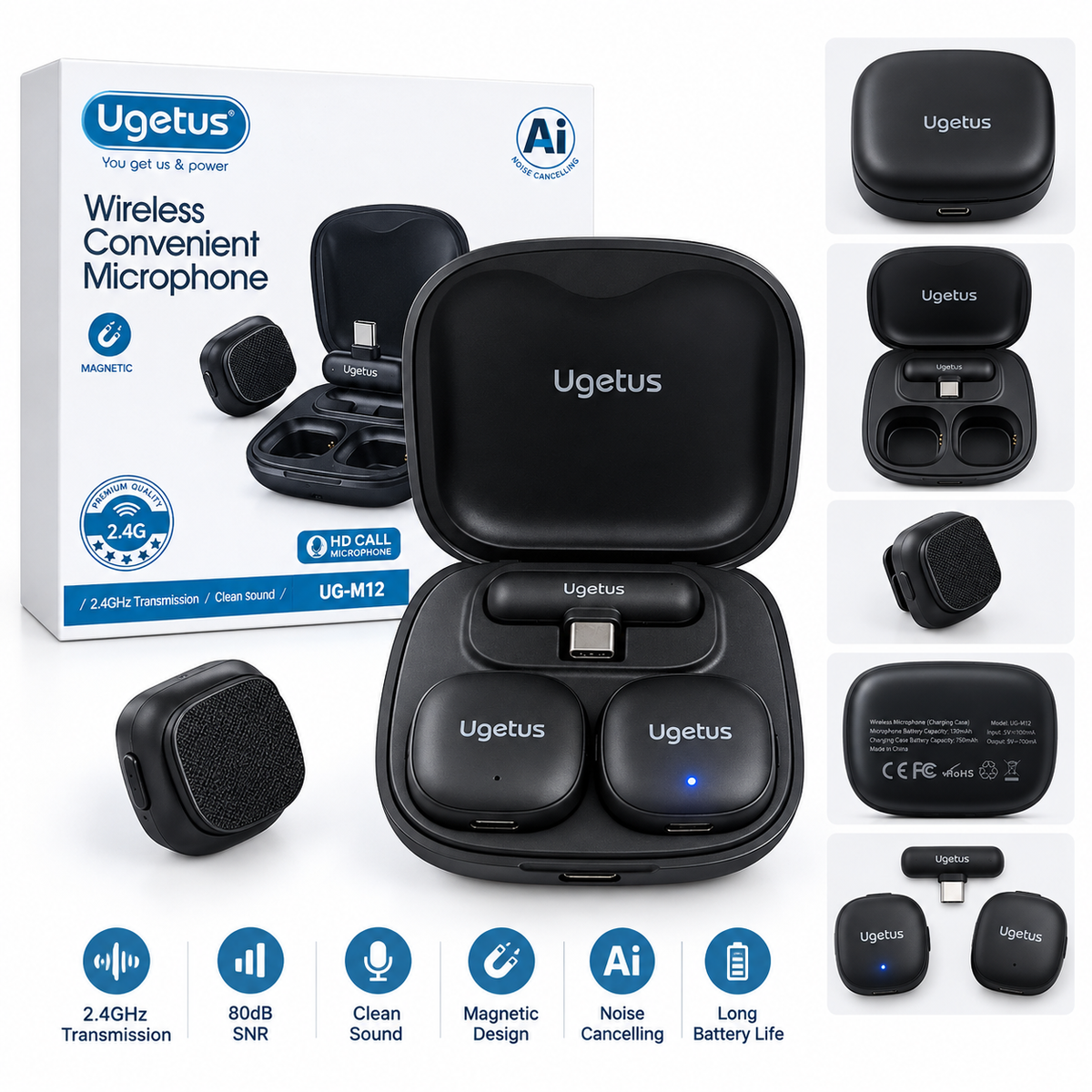 Wireless Microphone with AI Noise Cancellation